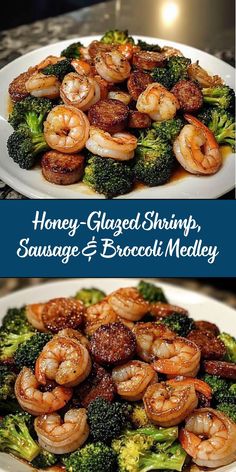 This Honey-Glazed Shrimp, Sausage & Broccoli Medley is a one-pan meal bursting with flavor. Juicy shrimp, smoky sausage, and tender broccoli are coated in a sweet and tangy honey glaze for a satisfying dish that's perfect for weeknight dinners or meal prep. Shrimp Sausage Broccoli, Glazed Shrimp, Broccoli Sausage, Sausage Broccoli, Shrimp Broccoli, Shrimp Sausage, Shrimp And Broccoli, Juicy Shrimp, Family Style Meals