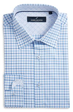 A crisp plaid in a mix of blues distinguishes a dress shirt tailored from cotton oxford cloth that helps smarten any formal look. Point collar Rounded, adjustable button cuffs 100% cotton Machine wash, dry flat Imported Formal Look, Daniel Hechter, Plaid Dress Shirt, Tailored Shirts, Formal Looks, Plaid Dress, A Dress, Dress Shirt, Oxford