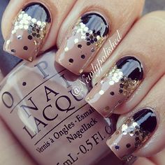 Instagram photo by newlypolished #nail #nails #nailart Beige Nails Design, Nail Design Glitter, Beige Nails, Black Nail, Hot Nails, Xmas Nails