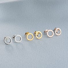 Open Circle Earrings, Circle Stud Earrings, Minimalist Stud Earrings, Minimalist Jewelry, Modern Jewelry Christmas Jewelry Stacking Earrings, Dainty Earrings  Simple and beautiful Open circle stud earrings inspired by geometry and minimalist design, these  circle studs they are modern and ideal for daily use, and will give a touch of elegance and freshness to your casual attire. This is a wonderfully simple and minimalist earring for everyday use. * Material: High Quality Solid 925 Sterling Silv Dainty Circle Nickel-free Earrings, Dainty Circle Earrings For Pierced Ears, Dainty Circular Earrings, Minimalist Round Earrings, Gift Single Open Circle Earring, Minimalist Hypoallergenic Open Circle Earrings, Minimalist Rose Gold Circle Earrings, Minimalist Pierced Open Circle Earrings, Dainty Circle Earrings For Gift