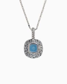 The Square Stone Pendant features a faceted London blue topaz stone set in sterling silver with a unique petroglyph texture. Take notice of the twisted detailing on the bail which adds a playful touch. Pair with your favorite chain, sold separately. Metal: Sterling silver Stone: London blue topaz Dimensions: 23mm x 14mm Stone Size: 12mm x 12mm Style #: P246Lb Elegant Topaz Jewelry With Polished Finish, Polished Topaz Fine Jewelry, Fine Jewelry In Polished Topaz, Fine Jewelry With Polished Topaz, Fine Jewelry With Faceted Topaz, Sterling Silver Engraved Square Pendant, Engraved Sterling Silver Square Pendant Jewelry, Engraved Sterling Silver Square Pendant, Topaz Jewelry With Polished Finish For Gift