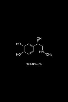 the chemical formula for adrenaline is shown in white letters on a black background