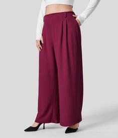 Women's High Waisted Plicated Side Pocket Wide Leg Waffle Work Plus Size Pants. Faux placket, Pockets. Machine wash cold. Do not dry clean. Do not iron. Do not bleach. Wash with like colors. Turn garment inside out. 97.00%. Wide leg trousers. knitting. None. High Waist. No intensity. Waistband. Work. Mid. Flat Waist. REGULAR. Large. Relax. Length Contact Floor. Fall. Loose. Plain. non-projectile. 3.00%. Magenta Color, Waffle Fabric, In The Bag, Bleach Wash, Plus Size Pants, Tailored Pants, Trouser Pants, Side Pocket, Wide Leg Trousers