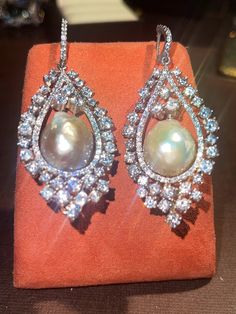 925 Sterling silver, hand made, natural pearls matching size and color, hand set, all cz are laser cuts Porter Ranch, 3 Earrings, Ear Drops, Cz Earrings, Pearl Drop Earrings, Pearl Drop, Natural Pearls, Art Deco Fashion, Jewelry Inspiration