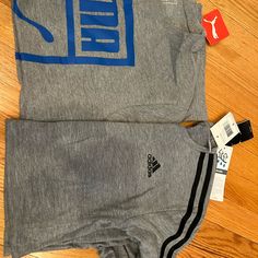 Both Nwt Casual Sports Shirt For Spring, Adidas Gray Cotton Tops, Spring Sports Cotton Shirt, Basic Adidas Tops For Spring, Adidas Cotton Casual Tops, Casual Adidas Cotton Tops, Casual Cotton Adidas Tops, Adidas Cotton Shirt For Spring, Fitted Adidas T-shirt For Spring