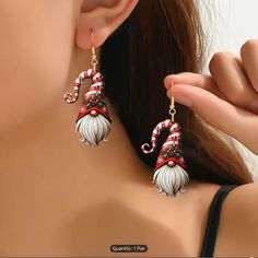 Festive Gnome Acrylic Earrings - Perfect For Christmas & Holiday Parties, Lightweight & Stylish Gift Idea Gnome Earrings, Holiday Party Accessories, Christmas Party Gift, Packing Jewelry, Bead Embroidery Jewelry, Chic Christmas, Christmas Accessories, Holiday Earring, Embroidery Jewelry