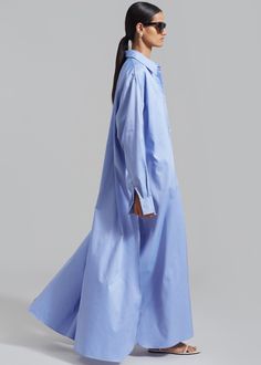 Avery Shirt Dress - Blue – The Frankie Shop Modest Winter Outfits, Loose Shirt Dress, Shirt Dress Outfit, Upcycle Shirt, The Frankie Shop, Frankie Shop, Iconic Dresses, Long Midi Dress, Dress Shirt Sleeves