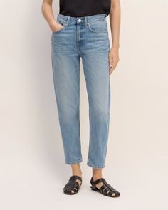 The Super-Soft Relaxed Jean Weathered Blue – Everlane Classic Light Wash Tapered Cropped Jeans, Classic Relaxed Fit Cropped Jeans With Tapered Leg, Classic Cropped Jeans With Relaxed Fit And Tapered Leg, Classic Cropped Jeans With Tapered Leg, Mid-rise Relaxed Fit Everyday Jeans, Everyday Light Wash Mom Jeans, Medium Wash Mom Fit Jeans For Everyday, Everyday Medium Wash Cropped Jeans, Everyday Medium Wash Mom Jeans