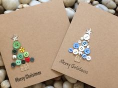 two christmas cards with buttons on them