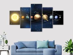 the solar system with all its planets in it's orbit canvas wall art print