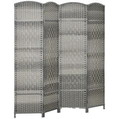 a room divider made out of woven fabric with four panels on each side and one panel