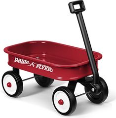 the radio flyer wagon is red and black