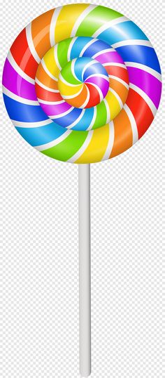 a colorful lollipop on a white stick with no background png clipart