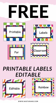 free printable labels for classroom use