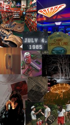 a collage of photos with various items in them