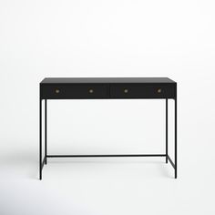 a black desk with two drawers on it