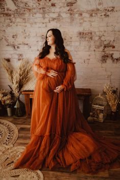 Victoria Dot Tulle Maternity Gown Suggested Size 4-14 CHOOSE COLOR Flowy Fall Maternity Dresses, Maternity Dress Boho Rust, Maternity Dress Photography Gowns Tulle, Maternity Cowgirl Dresses, Boho Winter Maternity Dress, Orange Tulle Wedding Dress, Photoshoot Gown, Tulle Maternity Dress, Tulle Corset