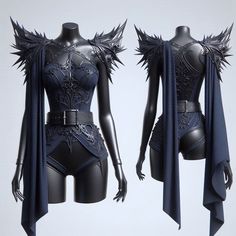 Demon Outfit Ideas, Drow Fashion, Fantasy Attire, Villain Dresses, Villain Outfits Female, Fantasy Clothes, Fantasy Outfits, Super Hero Outfits, Fashion Drawing Dresses