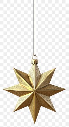 a gold christmas ornament hanging from a string on a white background png