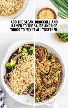 the steps to make beef and broccoli ramen noodles