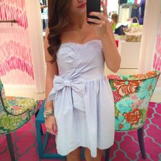 Lilly Pulitzer Seersucker Bow Dress Cruise Attire, Cider House, Classy People, Instagram Link, Dressed To The Nines, Strapless Maxi Dress, Dressed To Kill, Pretty Style