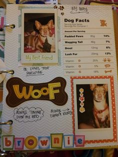 a scrapbook with pictures of dogs on it