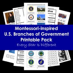 the u s branches of government printable pack with pictures and text that includes presidents