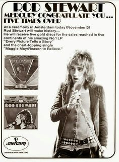 an advertisement for rod stewart's new album, with the caption in black and white