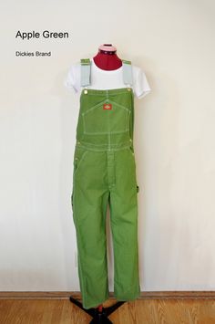 "Custom Dyed Bib Overalls. PLEASE LOOK OVER THE DETAILS AND MEASUREMENTS LISTED BELOW BEFORE ORDERING! THANK YOU! My suppliers are out of stock on many sizes - more should be available in the near future. I hope! Rugged Blue Brand 100% Cotton Bib Overall Pants - Dyed per request of customer color. This listing is a custom request. You choose the size and color. I will acquire the Cotton Painters Bib to be dyed in the color of your choosing. The bib overalls will be a NEW pair of Painters Overall Fitted Green Overalls With Pockets, Green Cotton Overalls, Casual Green Overalls, Cotton Overalls With Belt Loops, Fitted Straight Leg Cotton Overalls, Green Cotton Utility Overalls, Fitted Green Cotton Overalls, Fitted Cotton Overalls, Overall Pants