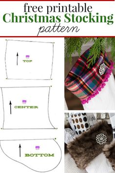 christmas stocking pattern with the words free printable