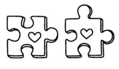 three pieces of puzzle with hearts on them