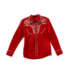 Men's Western Shirt Daupanzees Embroidered Cowboy Button Front Long Sleeve M, L, Choose Your Size. Red. New With Tags. Please Measure Your Favorite Shirt At Home And Compare The Measurements To The Photos Before Purchasing. Dr-867 Fitted Embroidered Red Shirt, Fitted Red Embroidered Shirt, Red Embroidered Long Sleeve Shirt, Charro Quince, Quince Stuff, Button Up Shirt Men, Rodeo Shirts, Western Shirt, Western Shirts