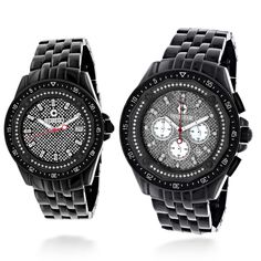 His and Hers Watches: Centorum Chronograph Diamond Watch Set 1.05ct Black His And Hers Watches, Diamond Watches Women, Best Watch Brands, Diamond Watches, Watches Collection, Diamond Watches For Men, Watch Set, نظارات شمسية, Hot Jewelry