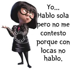 a cartoon character with glasses and a black dress