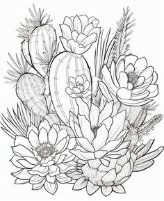 20 Floral Cactus and Succulents Coloring Books, Printable PDF, Flower Bundle Coloring Pages, Grayscale Fantasy Coloring Book for Adults and Kids 🌵🌱Welcome to the fascinating world of "Cactus and Succulents Coloring Book"! Immerse yourself in the beauty of 20 grayscale and clear pages, all available as high-quality downloads. This captivating coloring book features a fusion of whimsy, floral splendor and cuteness, showcasing unique and adorable floral cacti and succulent designs. Get ready to u Cactus Flower Drawing, Plants Coloring Pages, Flower Coloring Pages For Adults, Plant Colouring Pages, Coloring Pages For Adults Unique, Succulent Coloring Page, Tropical Plant Coloring Page, Plant Coloring Pages For Adults, Garden Coloring Pages For Adults