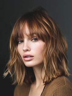 Trending Bangs, Styles For Straight Hair, Mid Length Hair With Bangs, Bang Styles, Medium Haircuts With Bangs, Bangs Styles, Bob Haircut Curly, Medium Haircuts, Medium Layered Haircuts