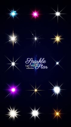 sparkling stars on a dark background with the words sparkle in white and yellow colors,