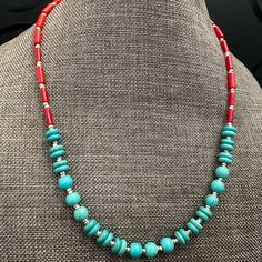 Makes A Memorable Impression With This One Of A Kind Jewelry. Colorful, Chic, Elegant, High Quality Stylish, Modern Jewelry . Handmade 17” Necklace With Semi Precious Gemstones Red Coral,Different Shape Of Blue Turquoise Howlite,Silver Crystal Seeds And Slide Clasp. Adjustable Blue Southwestern Necklace, Red Southwestern Necklace With Adjustable Fit, Adjustable Southwestern Red Necklace, Southwestern Style Adjustable Red Necklace, Broken Pottery Jewelry, Turquoise Coral Jewelry, Faceted Glass Bead Necklace, Semi Precious Necklace, Lampwork Pendant