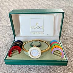 Gucci Change Bezel 12 Colors White/Gold Women's Watch Plating Quartz W/Box | eBay Gucci Change Bezel Watch, Gucci Bezel Watch Vintage, Gucci Bezel Watch, Vintage Gucci Watch, Gucci Watch Women, Gucci Watches, Fantasy Earrings, Bezel Watch, Line Logo