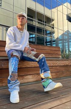 Patchwork Outfit, Men Aesthetic Outfits, Rapper Outfits, Dope Outfits For Guys, Boys Fits, Outfits Streetwear