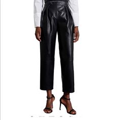 Chic And Affordable Leather Pants. They Say “2p” But Actually Fit Like A Sz 4. The Petite Part Doesn’t Matter Because They Are Supposed To Be High Riding, That’s The Style. Black, Supple Leather And Never Worn. Retails For $250. Elegant High Waist Leather Pants For Spring, Chic Tapered Leg Leather Pants, Chic Formal Leather Pants For Spring, Elegant Straight Leg Leather Pants, Elegant Leather Straight Pants For Spring, Formal High-waisted Leather Pants For Spring, Formal Leather Straight Pants For Spring, Formal Straight Leather Pants For Spring, Elegant Straight Leather Pants For Spring