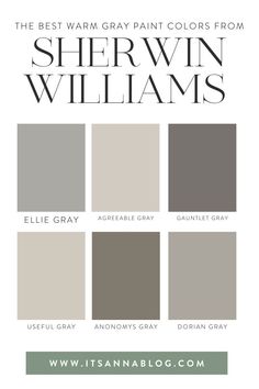 the best warm gray paint colors from sherylin williams, available in various shades