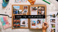 someone is making a scrapbook with pictures and pencils