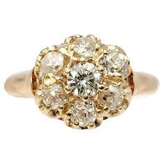 Luxury Classic Cluster Ring With Diamond Cut, Luxury Yellow Gold Cluster Ring With Single Cut Diamonds, Luxury Unique Yellow Gold Cluster Ring, Luxury Vintage White Cluster Ring, Jewelry Pics, Flower Cluster Ring, Vintage Cluster Ring, Flower Cluster, Flower Style