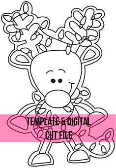 a coloring page with the words template and digital cut file for kids to color on