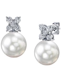 These exquisite pearl earrings add a touch of elegance to any occasion. These earrings feature two lustrous 11mm AAA quality White South Sea pearls, hand picked for their gorgeous luster and unblemished surface. The pearls are mountings on 14K white gold. If you have any questions about our jewelry, feel free to call us anytime at 866-87-PEARL (866-877-3275). Formal Akoya Pearl Earrings With High Luster, Elegant Pearl White Earrings With High Luster, Luxury Pearl Embellished Earrings For Formal Occasions, Formal High Luster Akoya Pearl Earrings, Elegant White Round Cluster Earrings, Pearl White Formal Earrings With High Luster, Formal Pearl White Earrings With High Luster, Formal Pearl White Pearl Earrings With Elegant Design, Formal Pearl White Earrings With Elegant Design