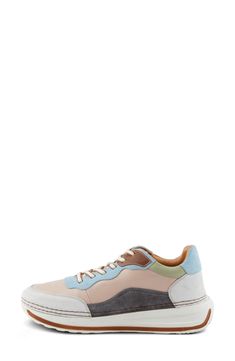 This sporty sneaker is topped with colorblocked leather and grounded on an exaggerated sole. 1 1/2" heel; 1" platform Lace-up style Removable, cushioned insole with arch support Leather upper and lining/synthetic sole Made in Turkey Modern Multicolor Sneakers With Boost Midsole, Multicolor Platform Sneakers With Contrast Sole For Streetwear, Multicolor High-top Platform Sneakers With Contrast Sole, Multicolor Chunky Sneakers With Rubber Sole, Leather Lace-up Chunky Sneakers With Cushioned Footbed, Modern Leather Chunky Sneakers With Cushioned Footbed, Leather Chunky Lace-up Sneakers With Cushioned Footbed, Leather Platform Sneakers With Boost Midsole And White Sole, Sporty Multicolor Chunky Sneakers With Translucent Outsole