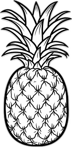 a black and white drawing of a pineapple