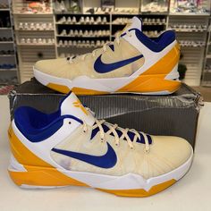 Size 13 - Nike Zoom Kobe 7 System 'Lakers' - 488371 101 Original Box Included Ships Same/Next Day Kobe Sneakers, Nike Zoom Kobe, Basketball Player, Nike Zoom, Basketball Players, White Nikes, Mens Shoes Sneakers, Stylish Design, Purple Color