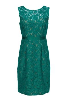 Current Boutique-BCBG Max Azria - Green Lace Overlay Fitted Dress Sz 8 Elegant Formal Mini Dress With Lace Trim, Elegant Mini Dress With Lace Trim For Formal Occasions, Chic Lace Dress For Work, Chic Lace Dress For Workwear, Chic Formal Dress With Scalloped Lace, Chic Formal Lace Dress With Scalloped Lace, Chic Formal Lace Dress, Formal Dressy Lace Dress, Formal Sheath Mini Dress With Lace Trim